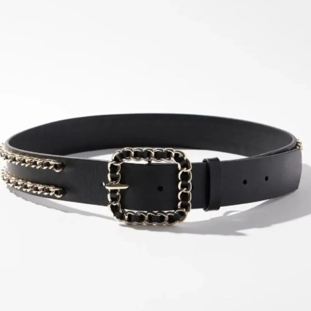 White House Black Market Double Chain Leather Belt – Size S – NWT